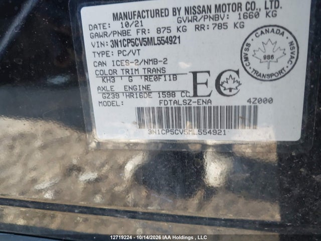 Nissan KICKS SV 2021 3N1CP5CV5ML554921 Image 9