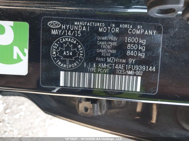 Hyundai ACCENT GLS 2015 KMHCT4AE1FU939144 Image 9