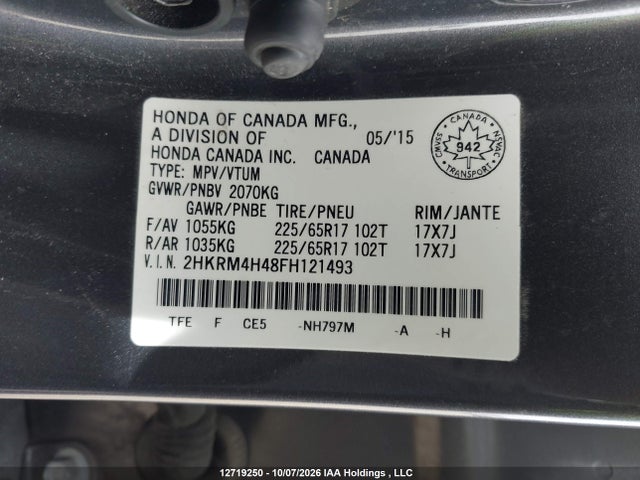 Honda CR-V SE 2015 2HKRM4H48FH121493 Image 9