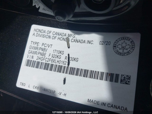 Honda Civic Sport 2020 2HGFC2F8XLH016217 Image 9