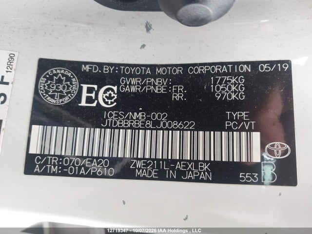 Toyota COROLLA LE 2020 JTDBBRBE8LJ008622 Image 9