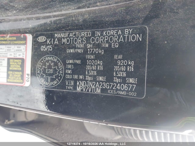 KIA Soul Lx/lx+ 2016 KNDJN2A23G7240677 Image 9