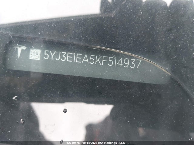 Продажа на аукционе авто 2019 Tesla Model 3 Long Range/mid Range/standard Range/standard Range Plus, vin: 5YJ3E1EA5KF514937, номер лота: 12719475