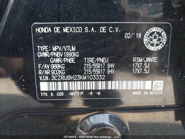 Honda HR-V 2019 3CZRU6H23KM103332 Image 9