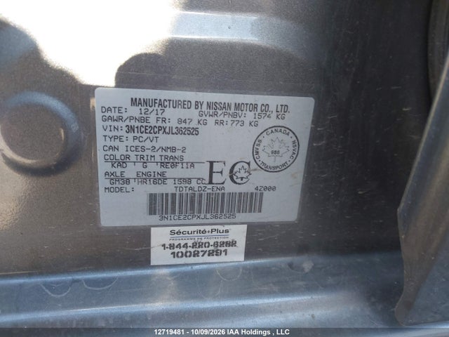 Nissan VERSA NOTE 2018 3N1CE2CPXJL362525 Image 9