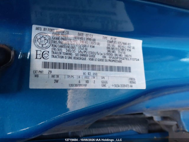 Продаж на аукціоні авто 2014 Ford Focus Titanium, vin: 1FADP3N27EL113724, номер лоту: 12719484