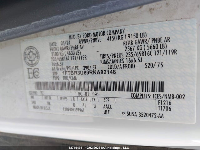 Ford Transit T-250 2024 1FTBR3U89RKA82148 Image 18