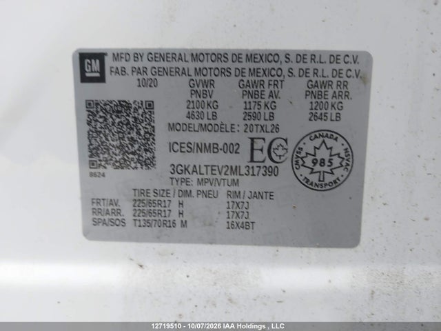 Продаж на аукціоні авто 2021 Gmc Terrain Sle, vin: 3GKALTEV2ML317390, номер лоту: 12719510