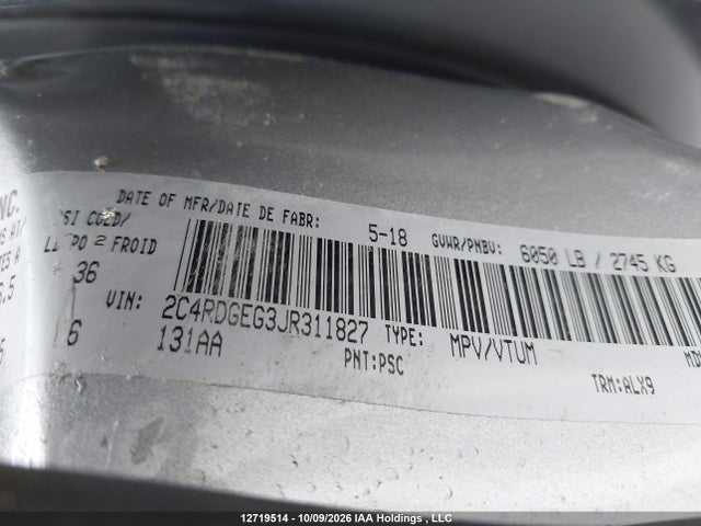 Dodge Grand Caravan 2018 2C4RDGEG3JR311827 Image 9