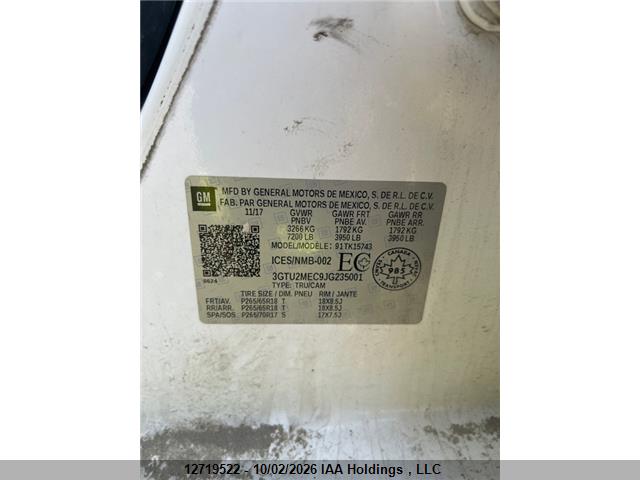 GMC Sierra K1500 Sle 2018 3GTU2MEC9JG235001 Image 9