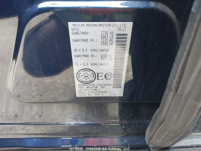 Nissan Pathfinder Sl 2022 5N1DR3CE2NC262040 Image 20