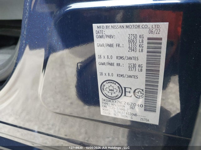 Nissan Pathfinder Sl 2022 5N1DR3CE2NC262040 Image 9