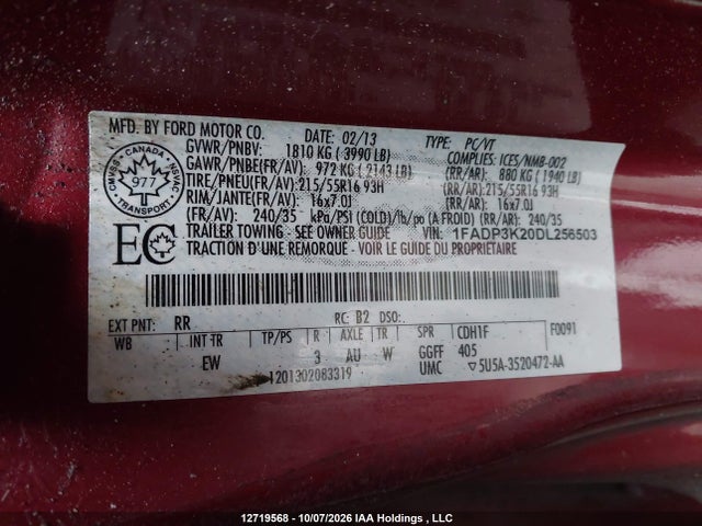 Продаж на аукціоні авто 2013 Ford Focus Se, vin: 1FADP3K20DL256503, номер лоту: 12719568