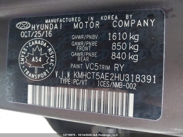 Hyundai Accent Le 2017 KMHCT5AE2HU318391 Image 9