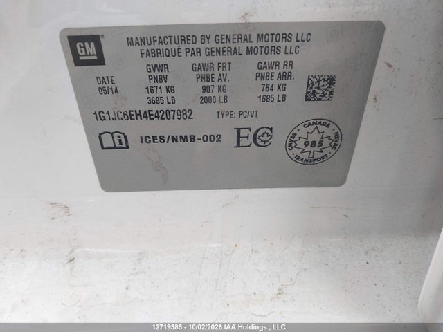 Chevrolet Sonic Lt Auto 2014 1G1JC6EH4E4207982 Image 18