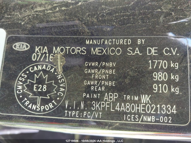3KPFL4A80HE021334 KIA Forte Ex/ex Luxury/ex+