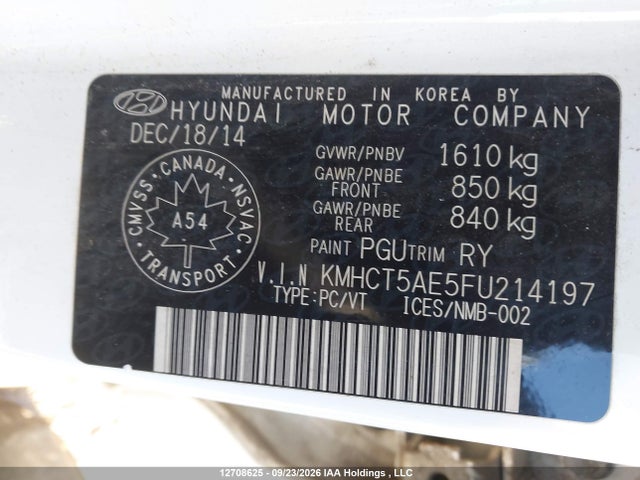 Hyundai ACCENT GL 2015 KMHCT5AE5FU214197 Image 19