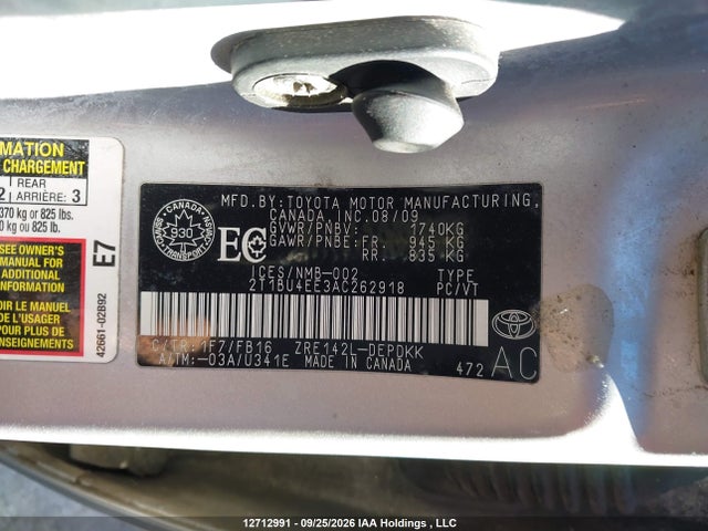 12712991 :رقم المزاد ، 2T1BU4EE3AC262918 vin ، 2010 Toyota Corolla Ce مزاد بيع