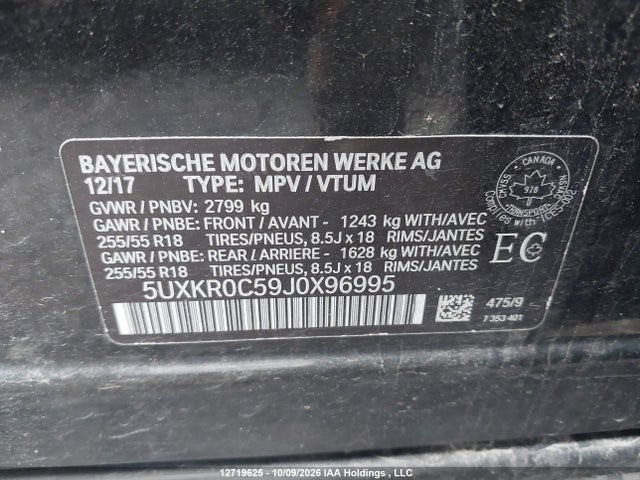 Продажа на аукционе авто 2018 Bmw X5 Xdrive35i, vin: 5UXKR0C59J0X96995, номер лота: 12719625