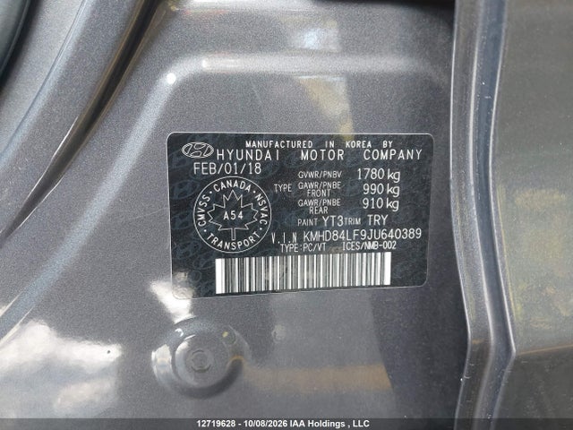 KMHD84LF9JU640389 Hyundai ELANTRA GL