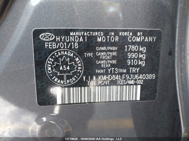 KMHD84LF9JU640389 Hyundai ELANTRA GL