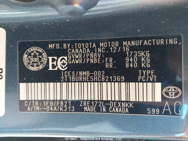 Toyota COROLLA LE 2017 2T1BURHE5HC821369 Image 18