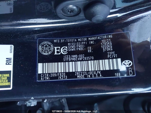 Toyota Corolla 2022 5YFBPMBEXNP293570 Image 16