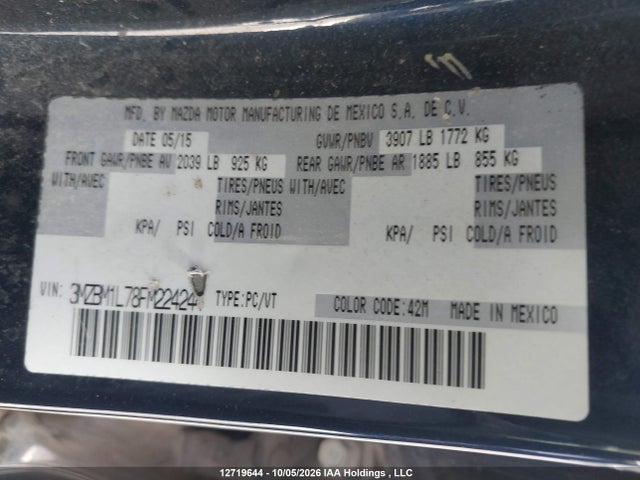 3MZBM1L78FM224244 Mazda 3 TOURING