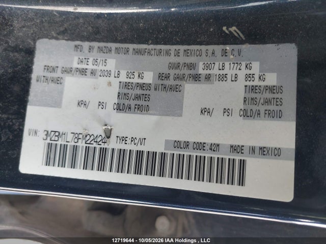 3MZBM1L78FM224244 Mazda 3 TOURING