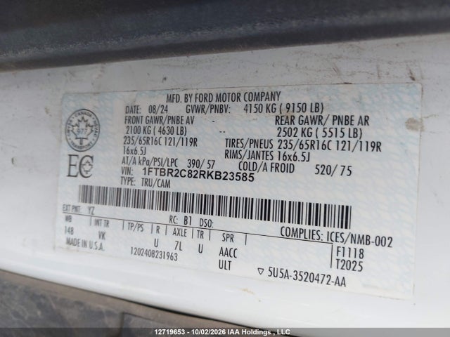 Ford Transit T-250 2024 1FTBR2C82RKB23585 Image 19