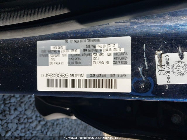 Продаж на аукціоні авто 2016 Mazda Cx-5 Gs, vin: JM3KE4CY6G0853295, номер лоту: 12719693