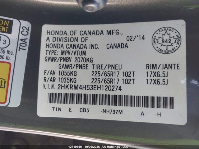 Honda CR-V EX 2014 2HKRM4H53EH120274 Image 9