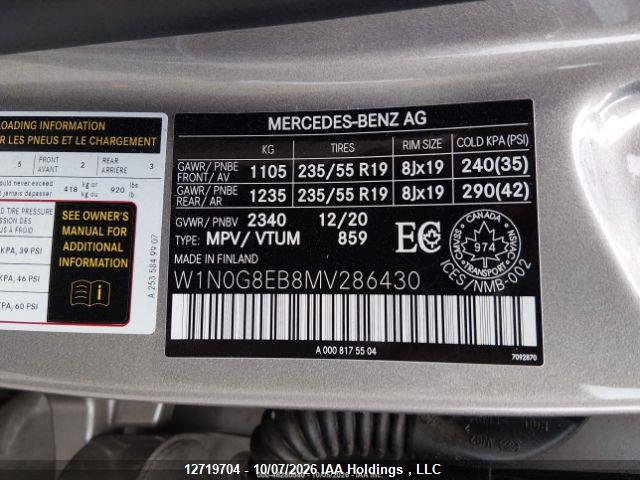 12719704 :رقم المزاد ، W1N0G8EB8MV286430 vin ، 2021 Mercedes-benz Glc 300 4matic مزاد بيع