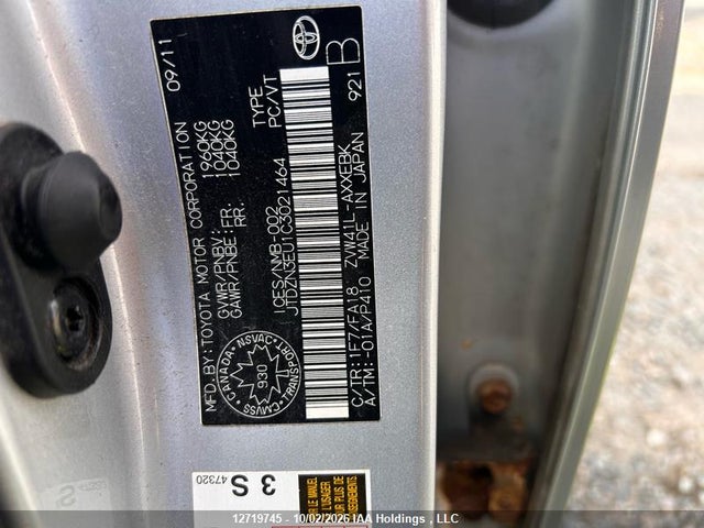12719745 :رقم المزاد ، JTDZN3EU1C3021464 vin ، 2012 Toyota Prius V مزاد بيع