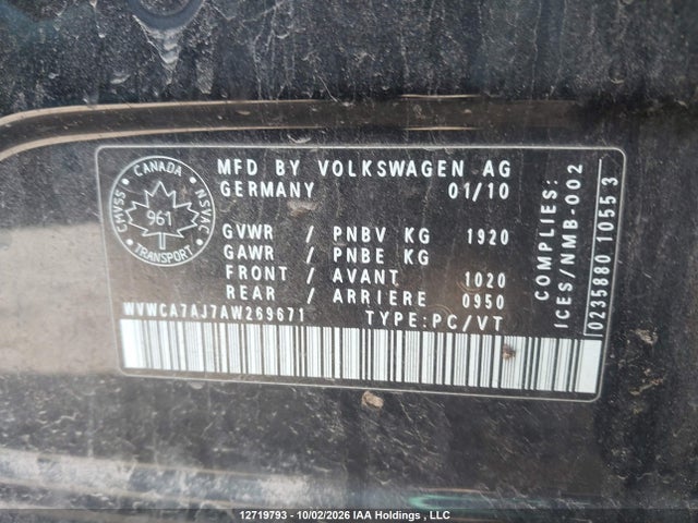 Продаж на аукціоні авто 2010 Volkswagen Golf 2.5l Comfortline/2.5l Highline/2.5l Trendline, vin: WVWCA7AJ7AW269671, номер лоту: 12719793