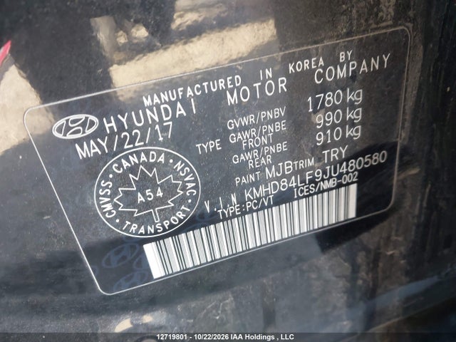 Aukcja sprzedaży 2018 Hyundai Elantra Gl, vin: KMHD84LF9JU480580, numer aukcji: 12719801