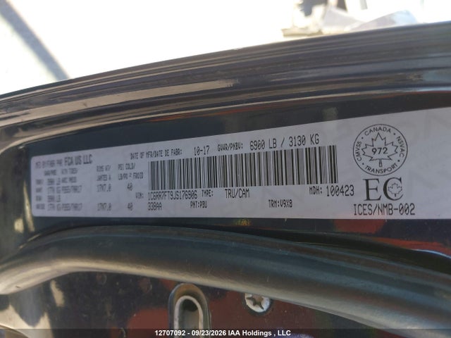 Aukcja sprzedaży 2018 Ram 1500 St, vin: 1C6RR7FT9JS176906, numer aukcji: 12707092