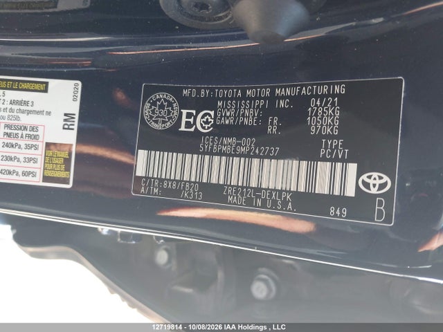 Toyota COROLLA LE 2021 5YFBPMBE9MP242737 Image 18