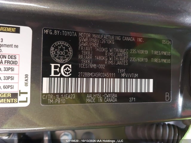 2T2BBMCA5RC045111 Lexus Rx 350h Base/350h Premium/350h Premium Plus/350h Luxury
