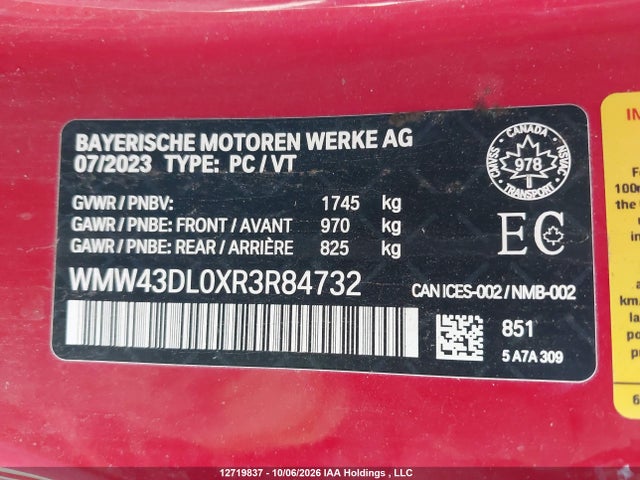 Продаж на аукціоні авто 2024 Mini Convertible Cooper S, vin: WMW43DL0XR3R84732, номер лоту: 12719837