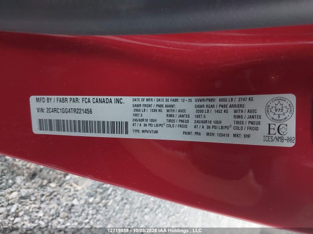 Продажа на аукционе авто 2026 Chrysler Pacifica Limited, vin: 2C4RC1GG4TR221456, номер лота: 12719859