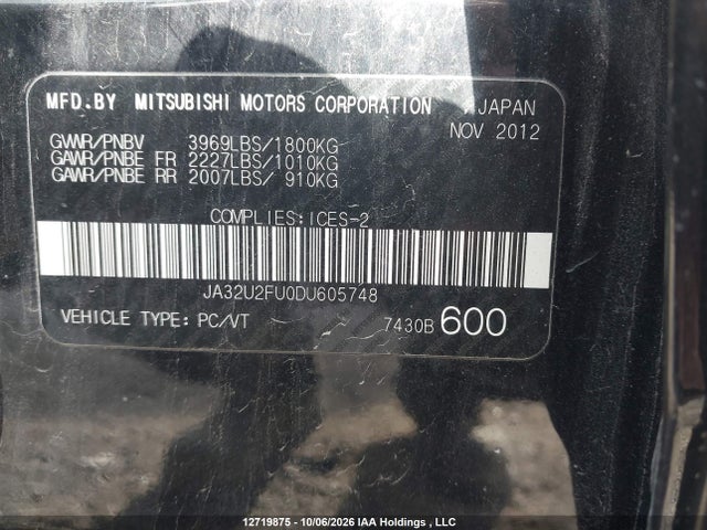 Продаж на аукціоні авто 2013 Mitsubishi Lancer Es/es Sport, vin: JA32U2FU0DU605748, номер лоту: 12719875