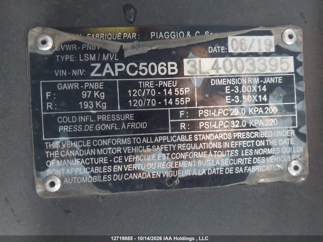 Piaggio Vespa 2020 ZAPC506B3L4003395 Image 10