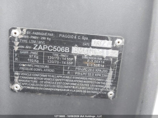 Piaggio Vespa 2020 ZAPC506B3L4003395 Image 12
