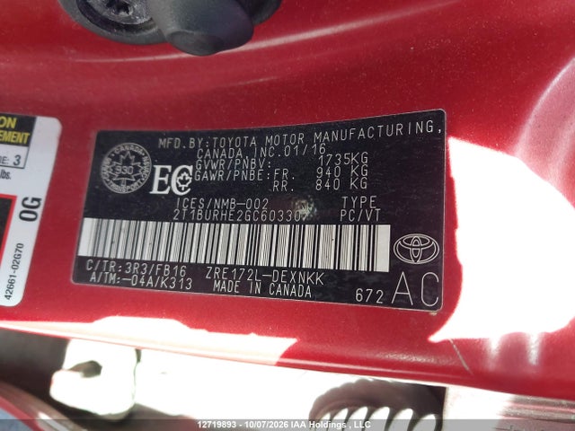 Toyota COROLLA LE 2016 2T1BURHE2GC603307 Image 18