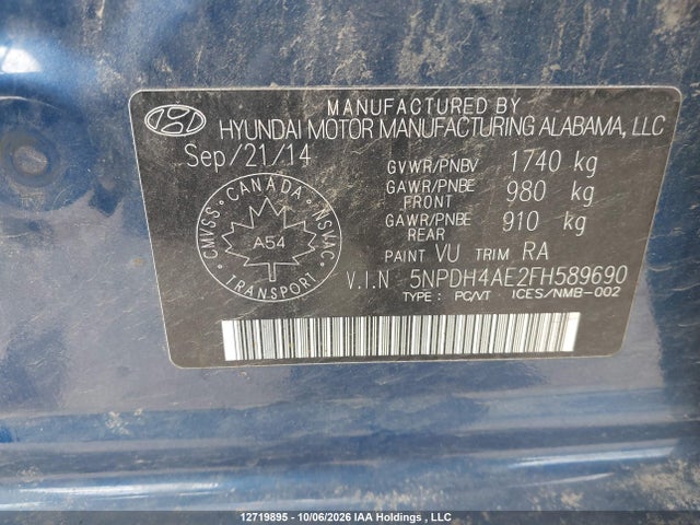 Hyundai Elantra L 2015 5NPDH4AE2FH589690 Image 9