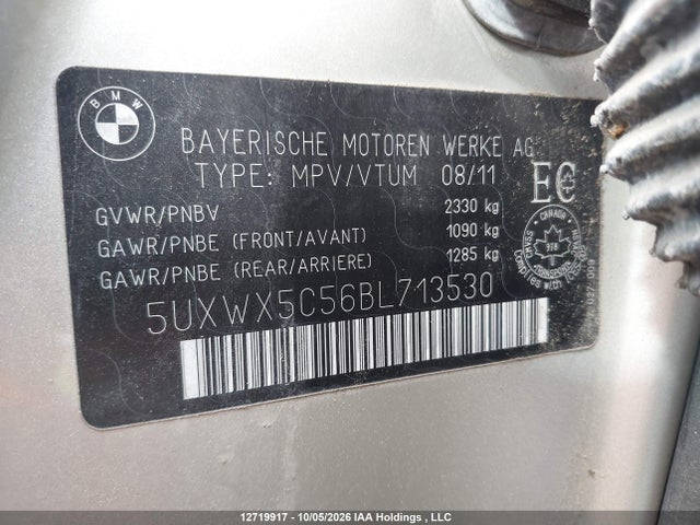 2011 Bmw X3 Xdrive28i მანქანა იყიდება აუქციონზე, vin: 5UXWX5C56BL713530, აუქციონის ნომერი: 12719917