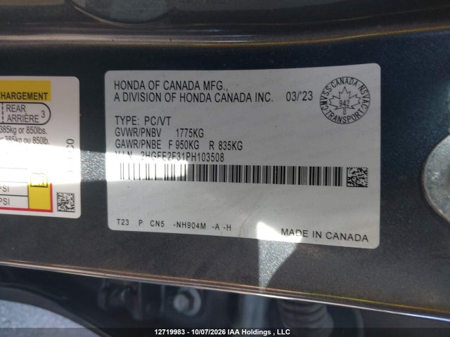 Honda Civic Ex 4dr 2023 2HGFE2F31PH103508 Image 9