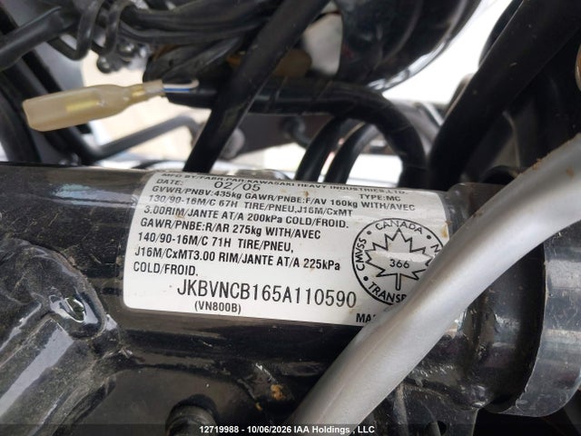 Продаж на аукціоні авто 2005 Kawasaki Vn800 B, vin: JKBVNCB165A110590, номер лоту: 12719988
