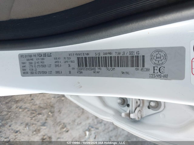 Aukcja sprzedaży 2019 Ram 1500 Big Horn, vin: 1C6SRFBT2KN556493, numer aukcji: 12719994